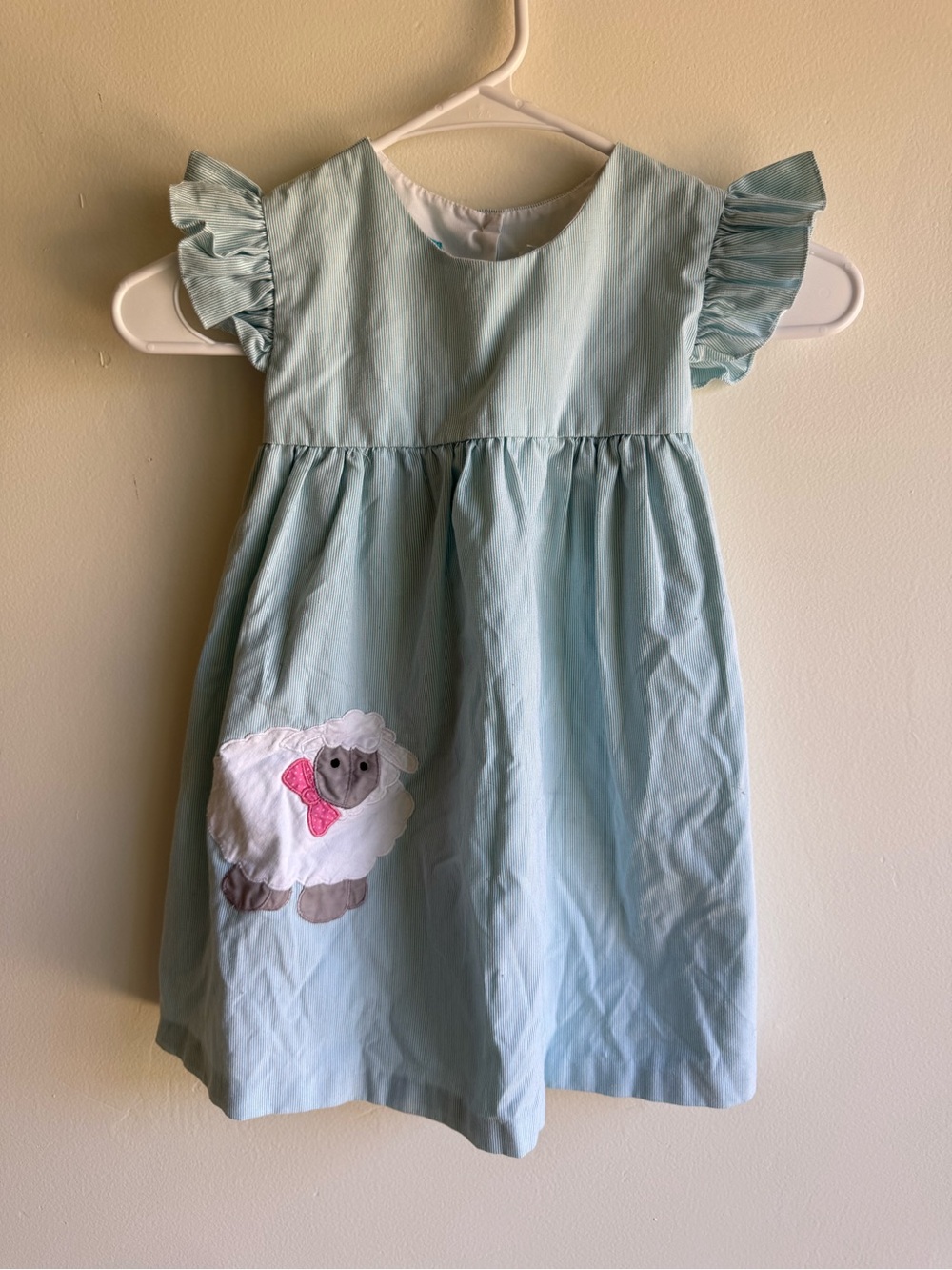 Vintage 1990 Toddler Girl 5T Sheep Appliqué Dress